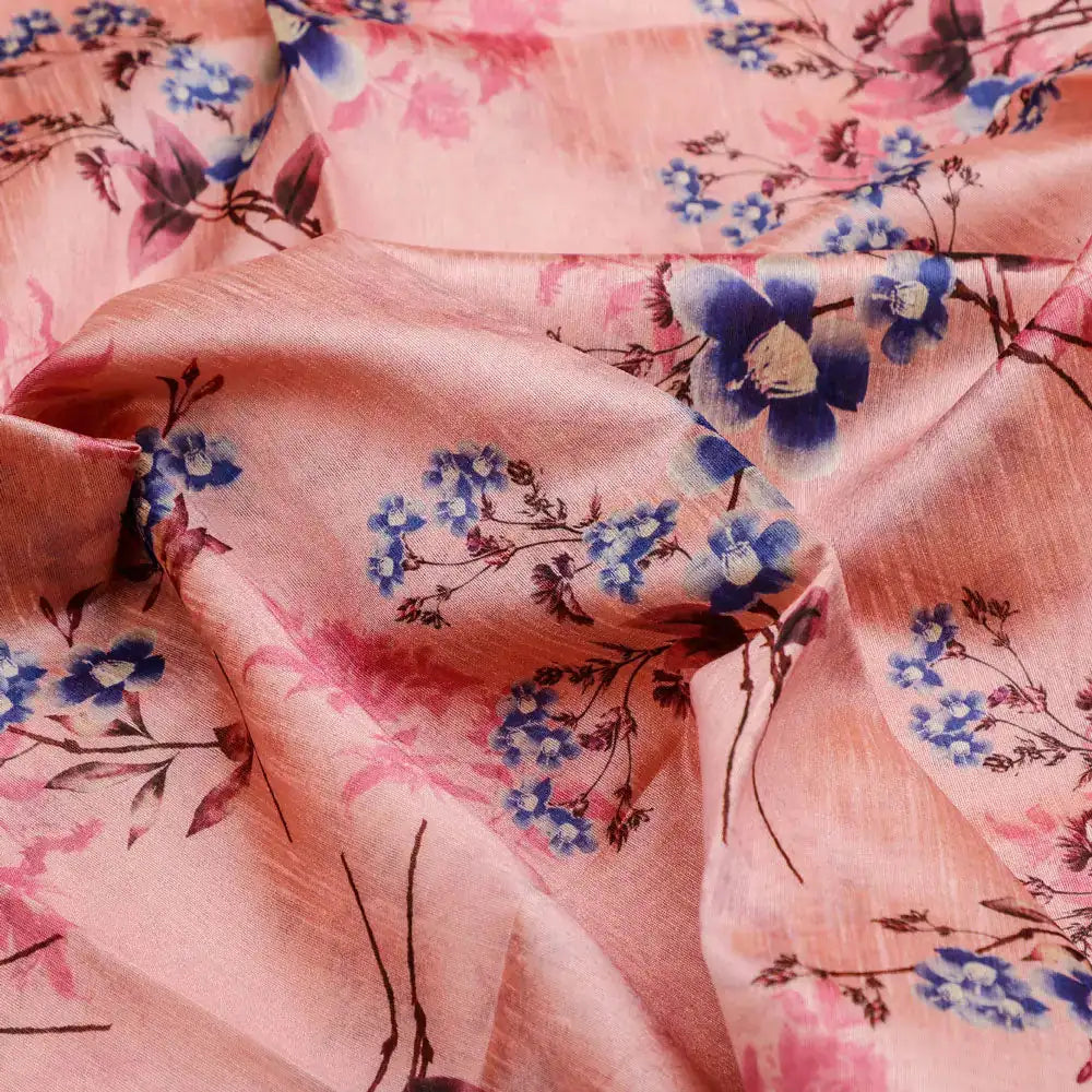 Floral Digital Printed Tusser Silk Fabric from FAB VOGUE Studio – ts 0 ta09678p3 110 c