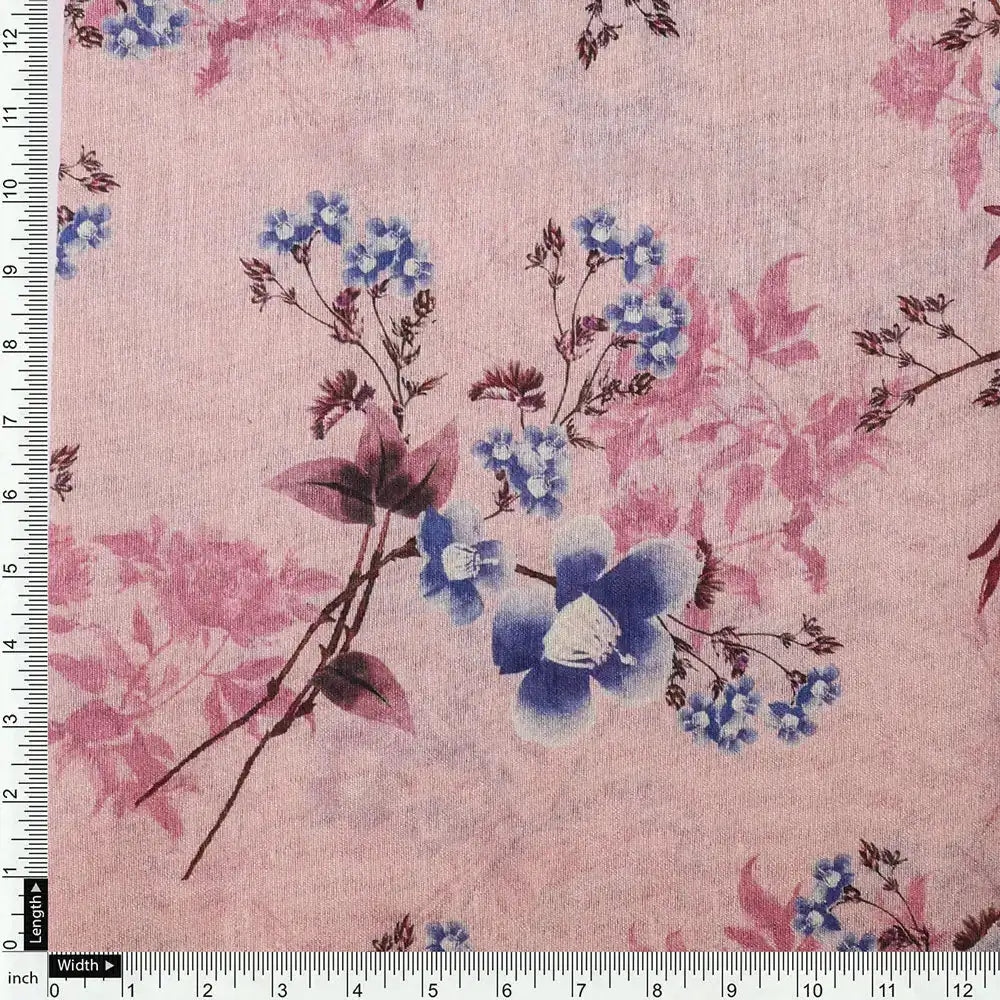 Floral Digital Printed Tusser Silk Fabric from FAB VOGUE Studio – ts 0 ta09678p3 110 d