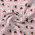 Pink Muslin Digital Printed Kids Fabric – timer