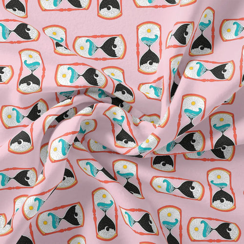 Pink Muslin Digital Printed Kids Fabric – timer