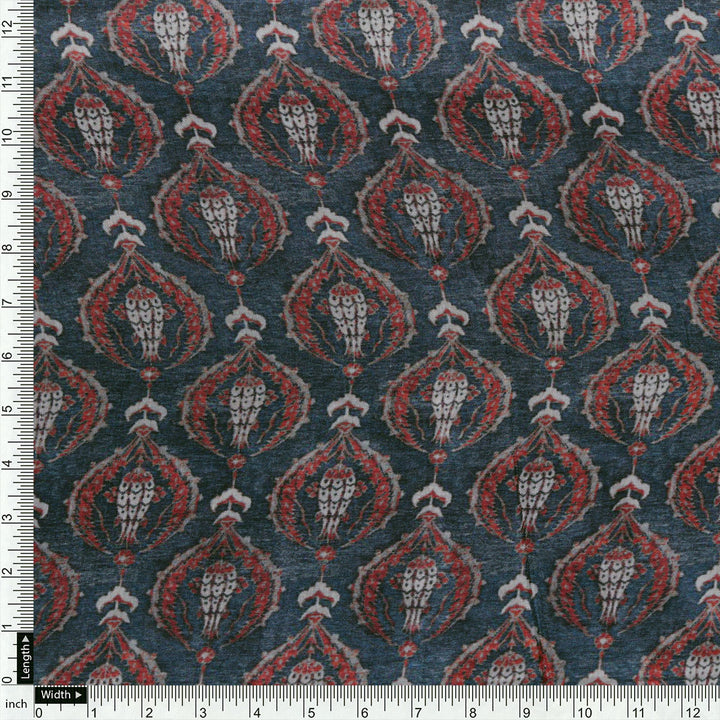 Blue Ogee Pattern Digital Printed Fabrics