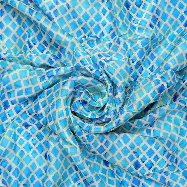 Blue Lattice Lovely Seamless Digital Printed Fabric - Upada Silk – us 0 ma0314p3 151 a - alternate view