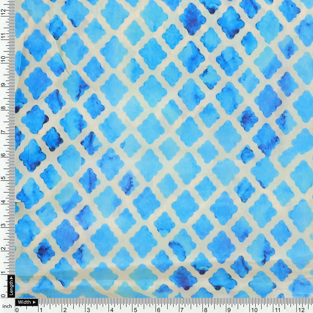 Blue Lattice Lovely Seamless Digital Printed Fabric - Upada Silk – us 0 ma0314p3 151 d