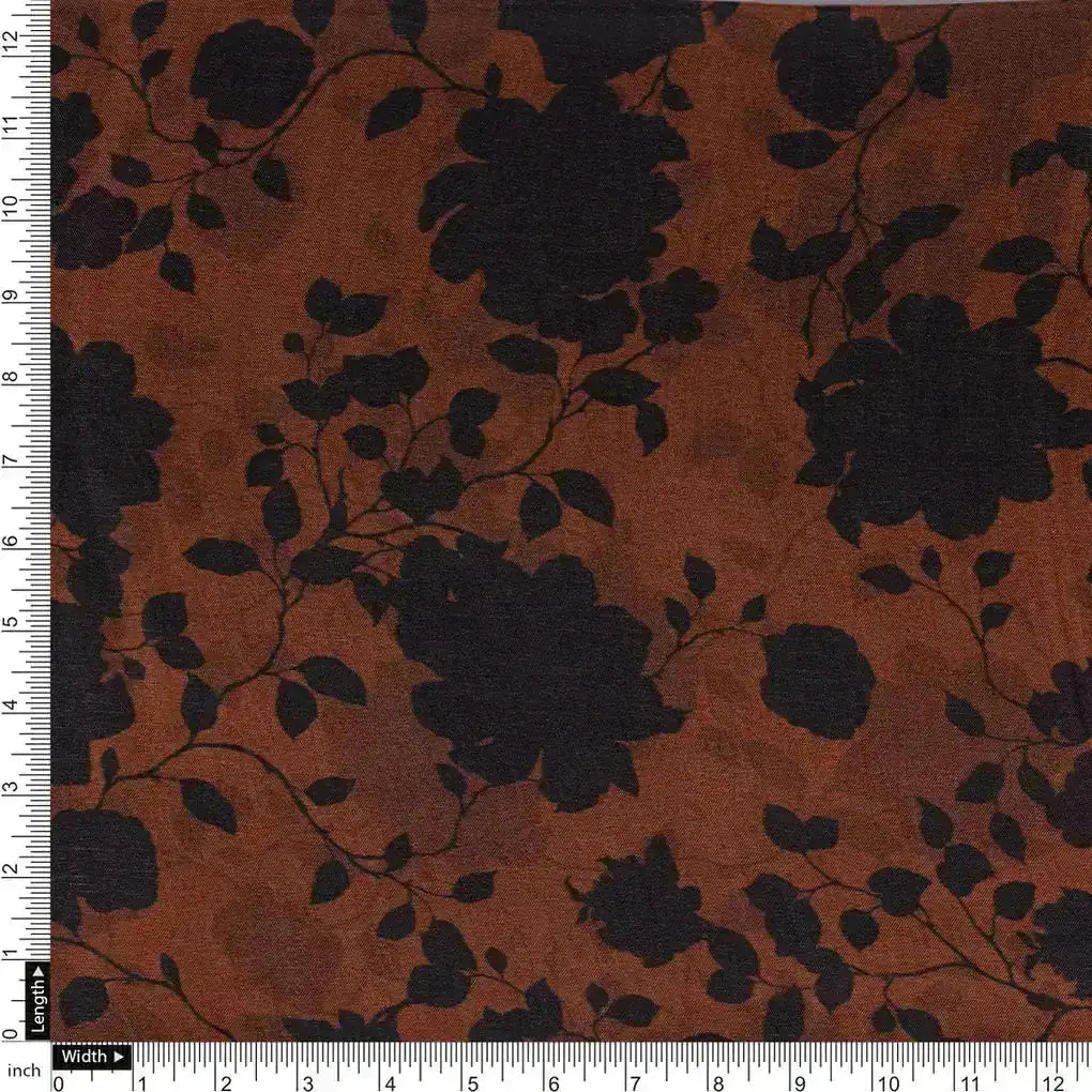 Black And Rustic Look Flower Digital Printed Fabric - Upada Silk – us 0 ta07594 110 acopy