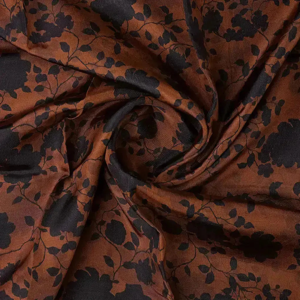 Black And Rustic Look Flower Digital Printed Fabric - Upada Silk – us 0 ta07594 110 bcopy