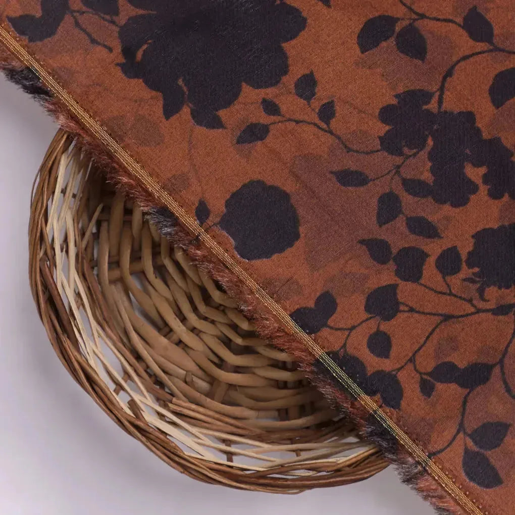 Black And Rustic Look Flower Digital Printed Fabric - Upada Silk – us 0 ta07594 110 dcopy