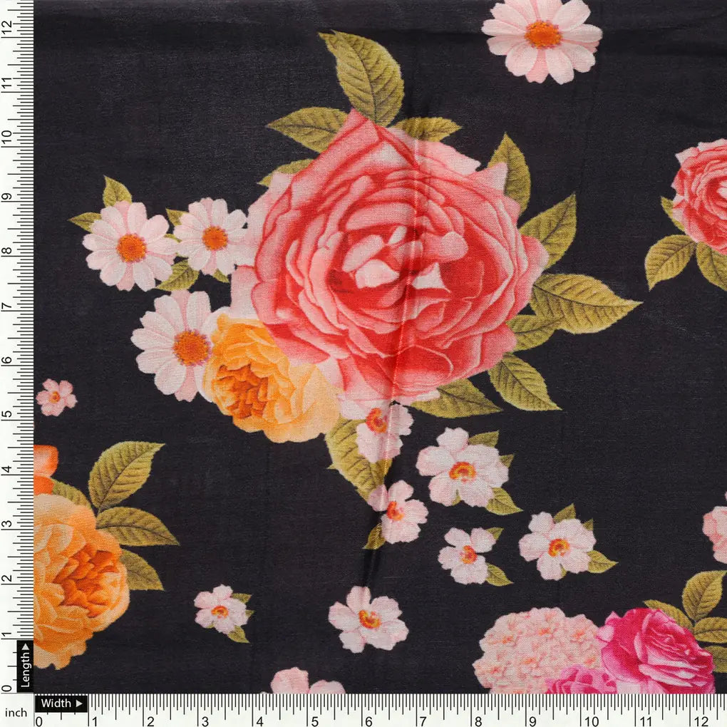 Multicolour Anemone Roses With Digital Printed Fabric - Upada Silk – us 0 ta08277p4 110 a