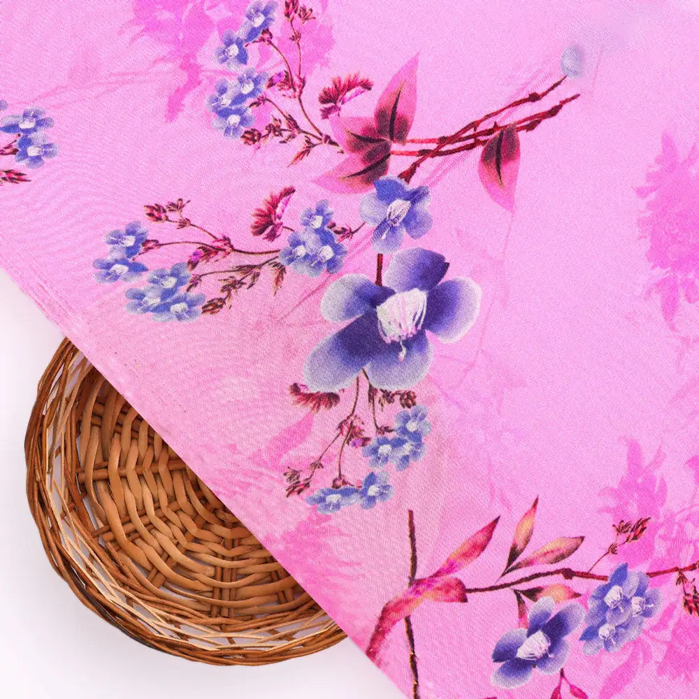 Upada Silk Digital Printed Ditsy Fabric in Pink by FAB VOGUE Studio – us 0 ta09678p3 110 b