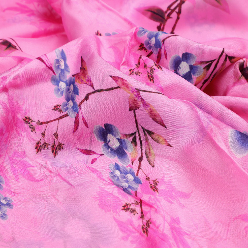Upada Silk Digital Printed Ditsy Fabric in Pink by FAB VOGUE Studio
