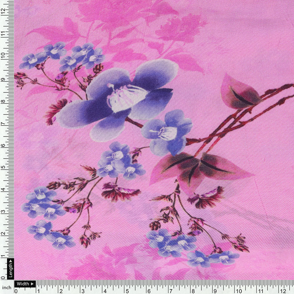 Upada Silk Digital Printed Ditsy Fabric in Pink by FAB VOGUE Studio