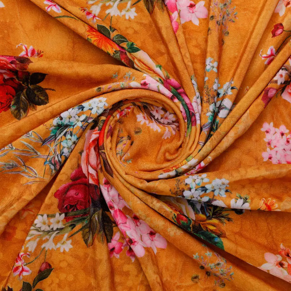 Gorgeous orange floral digital printed velvet fabric by FAB VOGUE Studio – vel 0 0ta061813 111 a 0b1315c5 c842 46ba a68e e1ce08f9f884 - alternate view