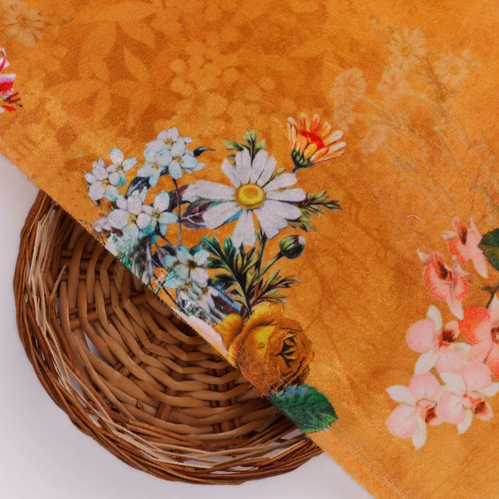 Gorgeous orange floral digital printed velvet fabric by FAB VOGUE Studio – vel 0 0ta061813 111 b 43390867 9f5a 409b b3ca bef0cb3e99ae