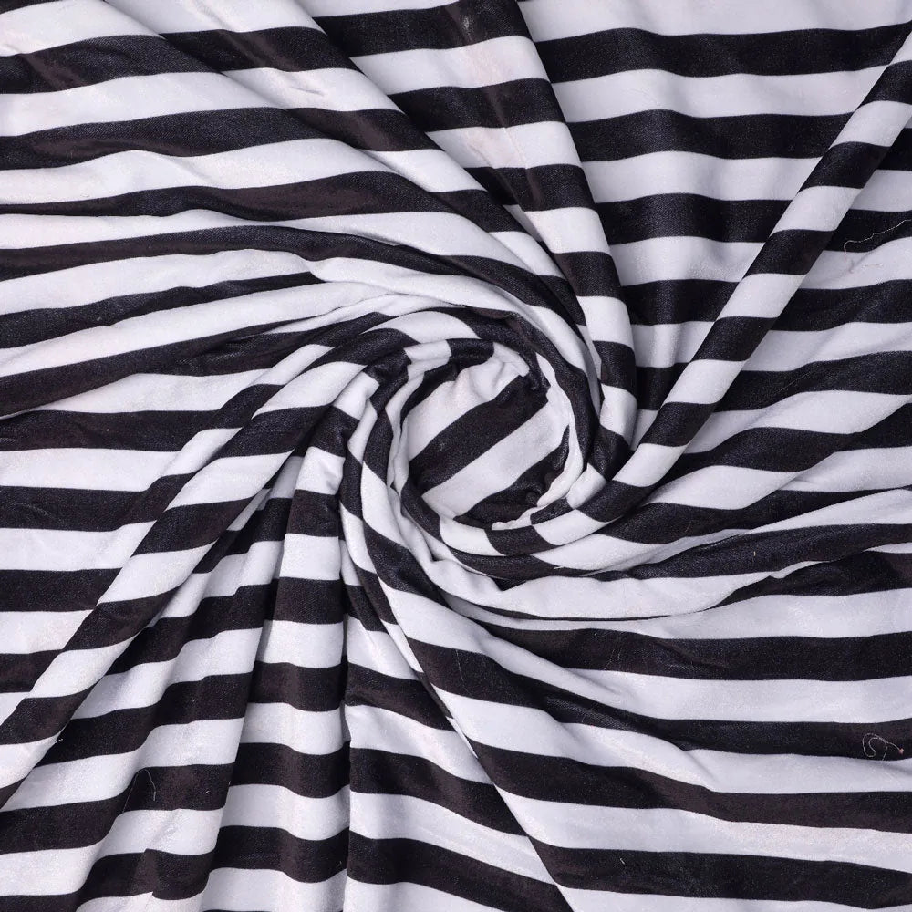 Gorgeous black and white striped velvet fabric by FAB VOGUE Studio – vel 0 ta08501p2 111 a