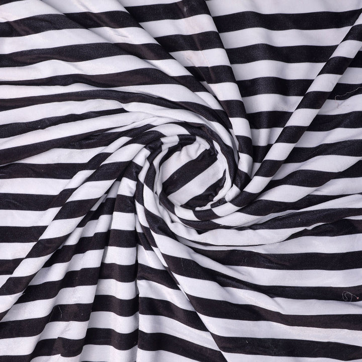 Gorgeous black and white striped velvet fabric by FAB VOGUE Studio