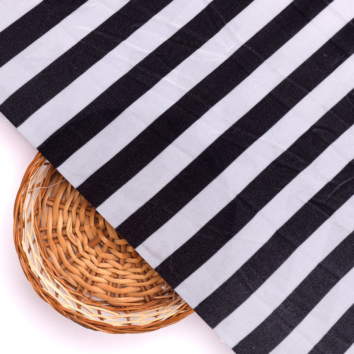 Gorgeous black and white striped velvet fabric by FAB VOGUE Studio