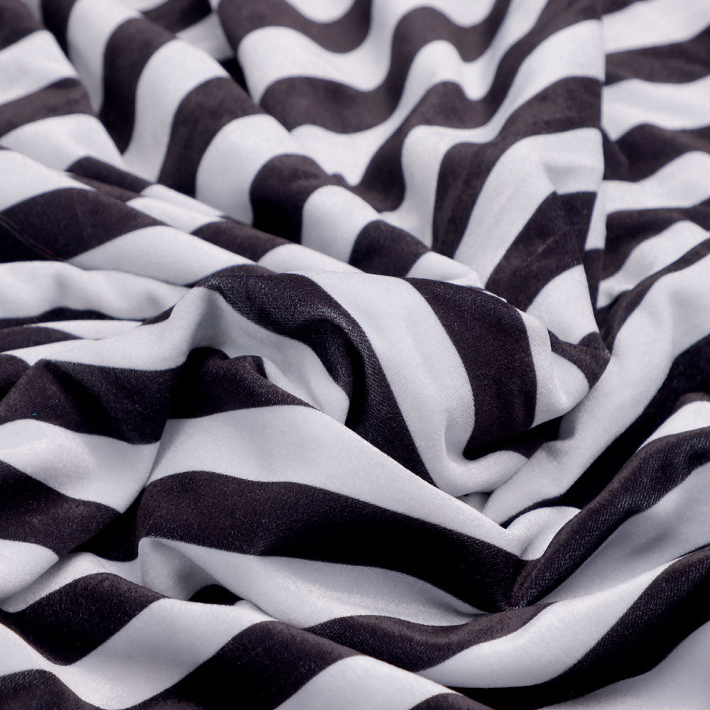 Gorgeous black and white striped velvet fabric by FAB VOGUE Studio – vel 0 ta08501p2 111 c