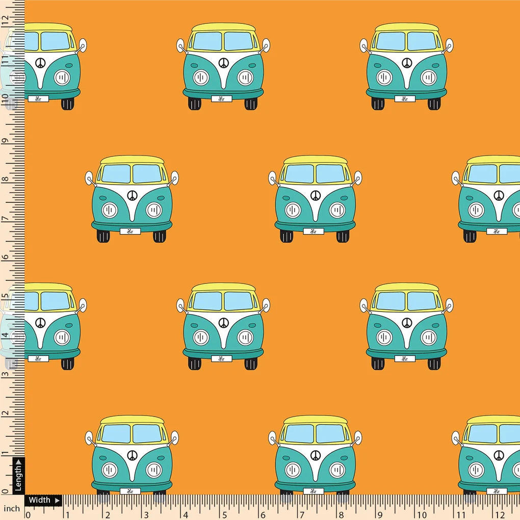 Orange and Blue Ven Print Muslin Fabric for Kids – van1