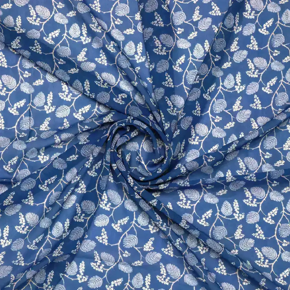 White Jasud Flower With Stalk Digital Printed Fabric - Weightless – we 0 ma02853p3 110 a