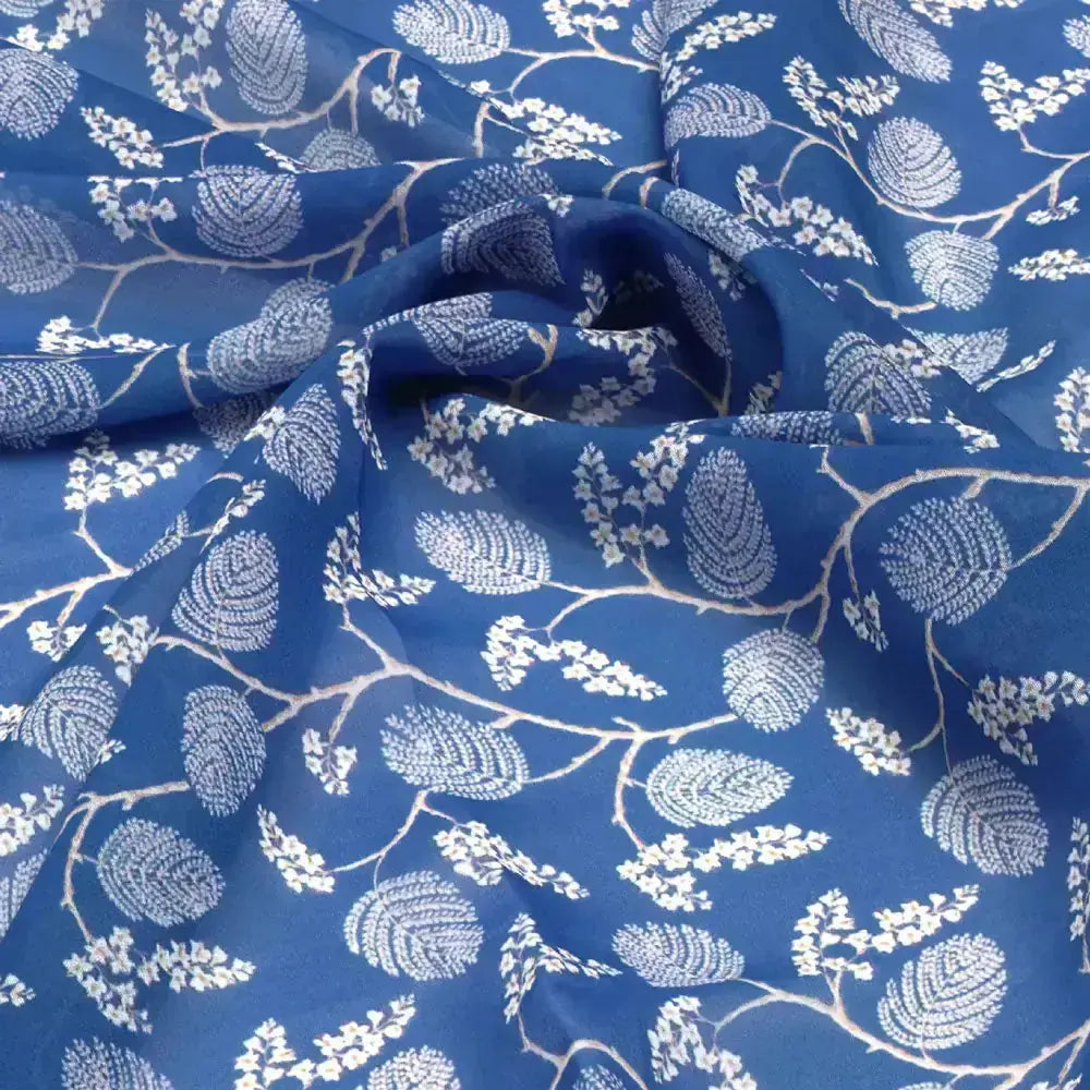 White Jasud Flower With Stalk Digital Printed Fabric - Weightless – we 0 ma02853p3 110 c