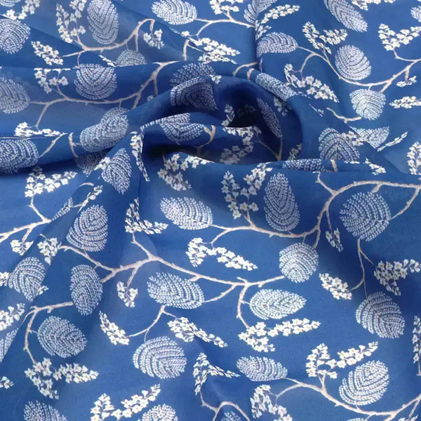 White Jasud Flower With Stalk Digital Printed Fabric - Weightless – we 0 ma02853p3 110 c