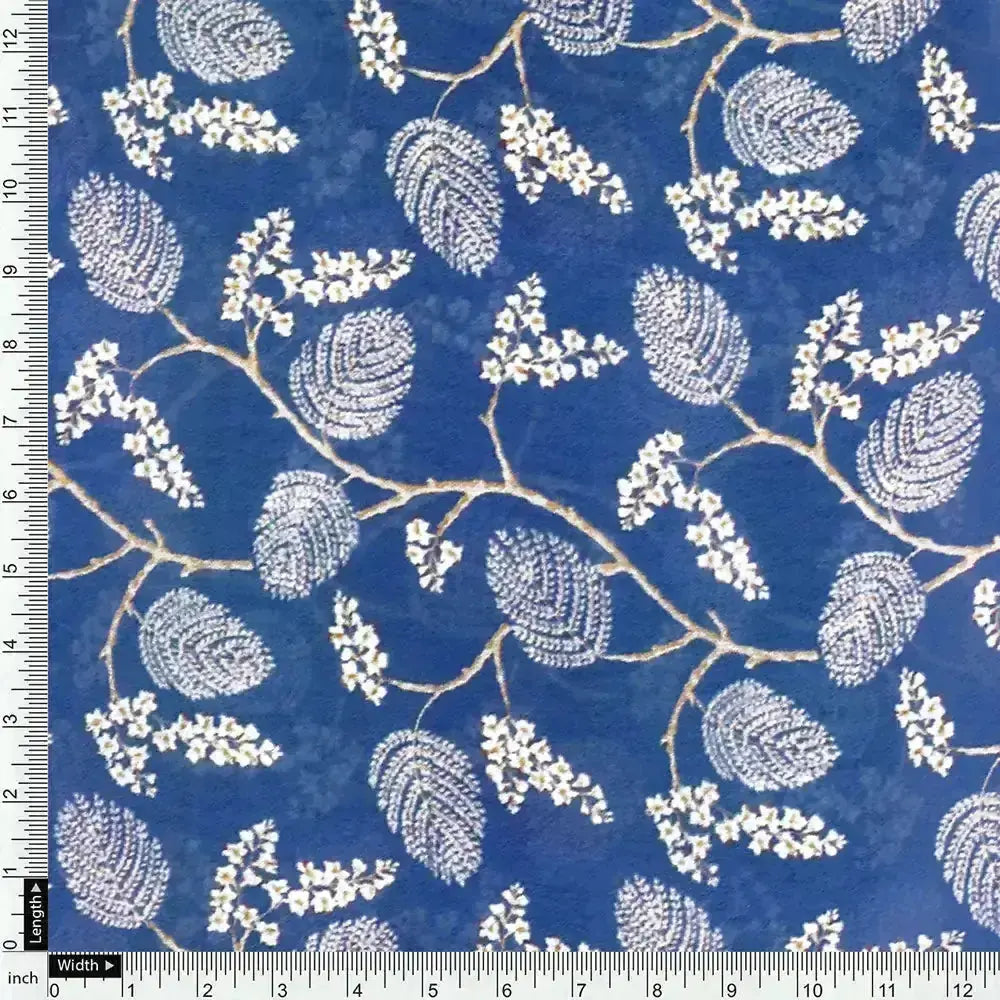 White Jasud Flower With Stalk Digital Printed Fabric - Weightless – we 0 ma02853p3 110 d