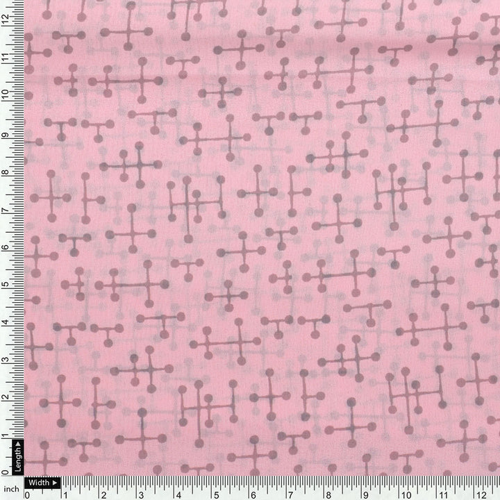 Classy Peach Abstract Digital Printed Weightless Fabric