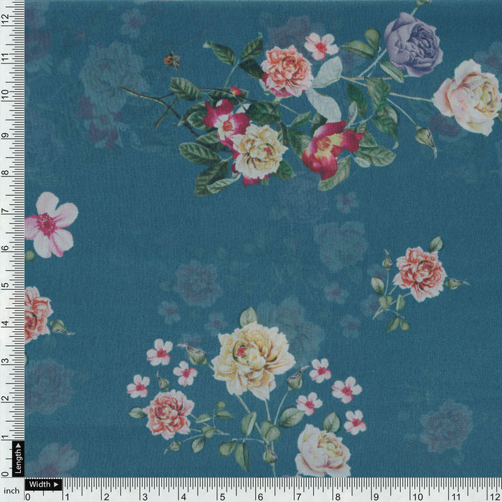 Colourful Flower Bunch Digital Printed Fabric - Weightless