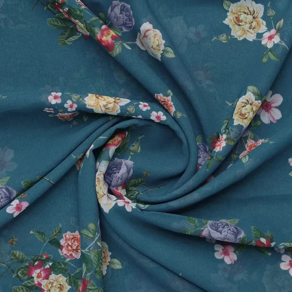 Colourful Flower Bunch Digital Printed Fabric - Weightless – we 0 ta07614 110 b