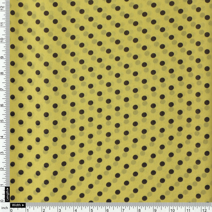 Yellow Polka Dot Digital Printed Fabric - Weightless