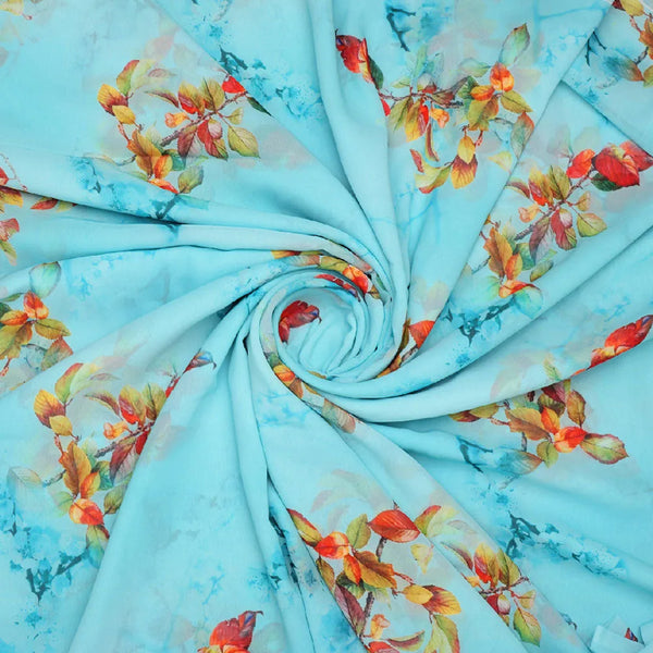 Turquoise Flower Weightless Printed Fabric – we 0 ta09230p1 110 a - alternate view