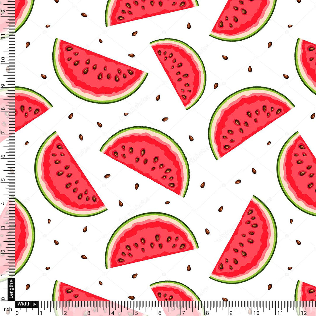 Red and White Watermelon Print Muslin Fabric for Kids