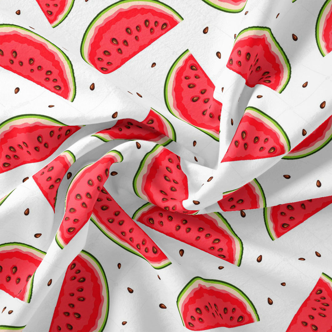 Red and White Watermelon Print Muslin Fabric for Kids