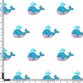 Blue and White Whale Print Muslin Fabric for Kids – whale1