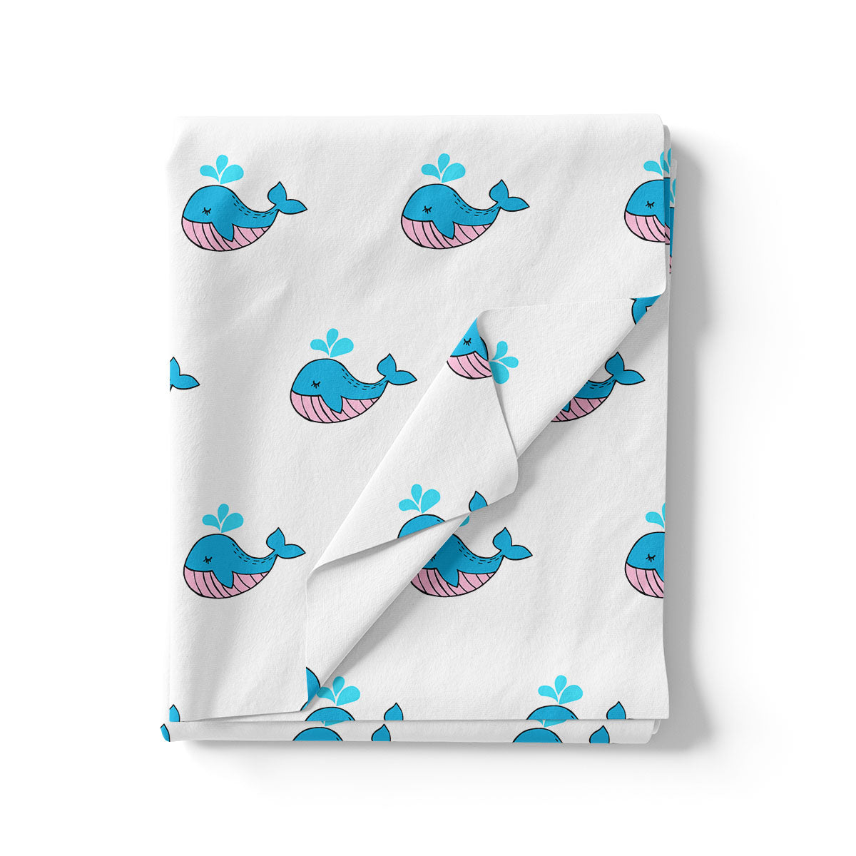 Blue and White Whale Print Muslin Fabric for Kids – whale2