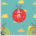 Blue and Red Windmill Print Muslin Fabric for Kids – windmill1