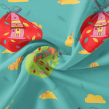 Blue and Red Windmill Print Muslin Fabric for Kids – windmill3