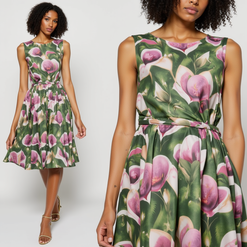 Linen Floral Printed Fabric