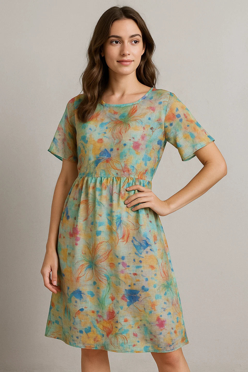 Abstract Floral Digital Print Kota Doria Fabric