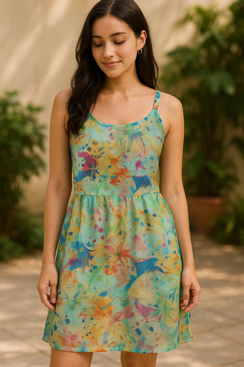 Abstract Floral Digital Print Kota Doria Fabric