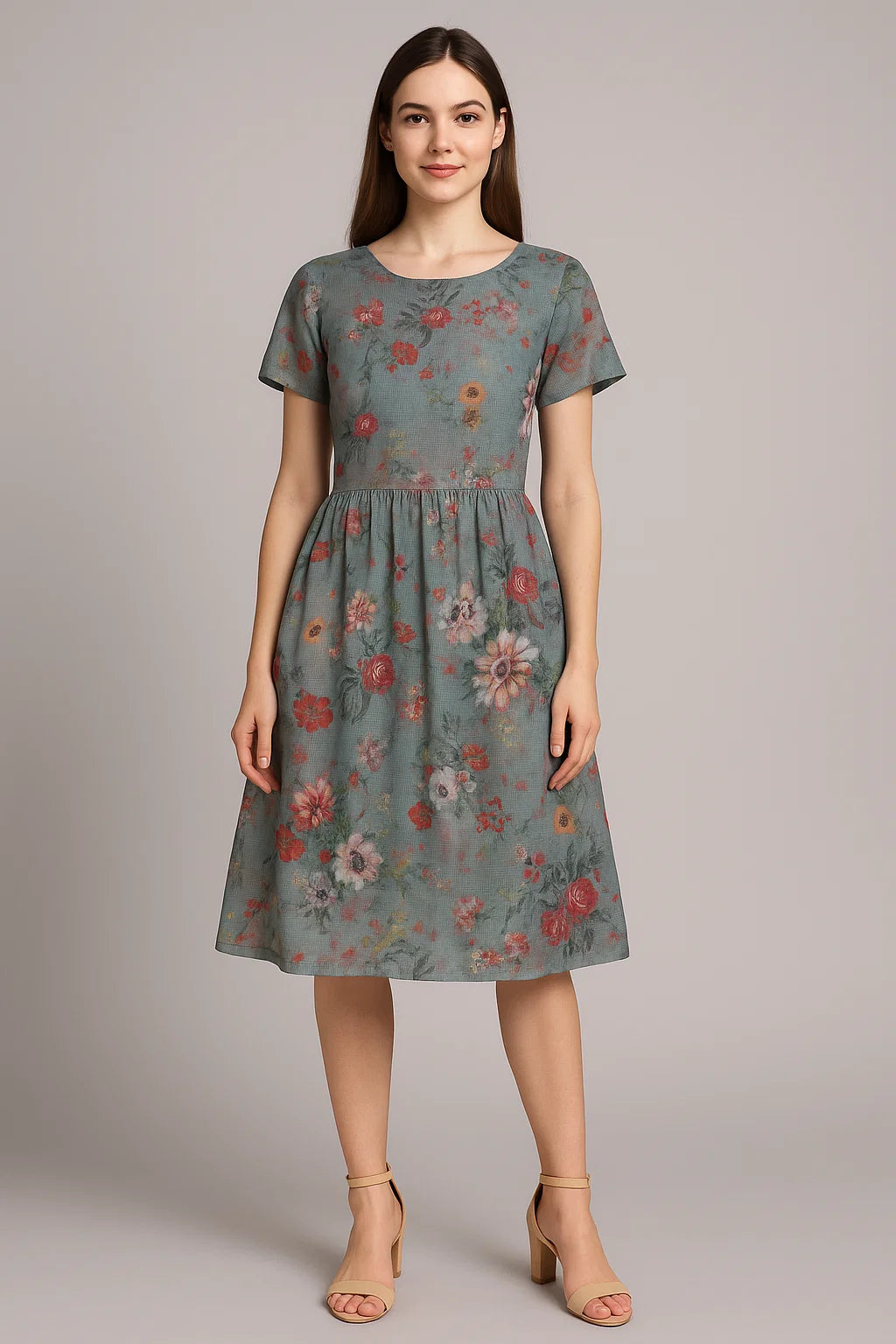 Kota Doria Fabric with Floral Print