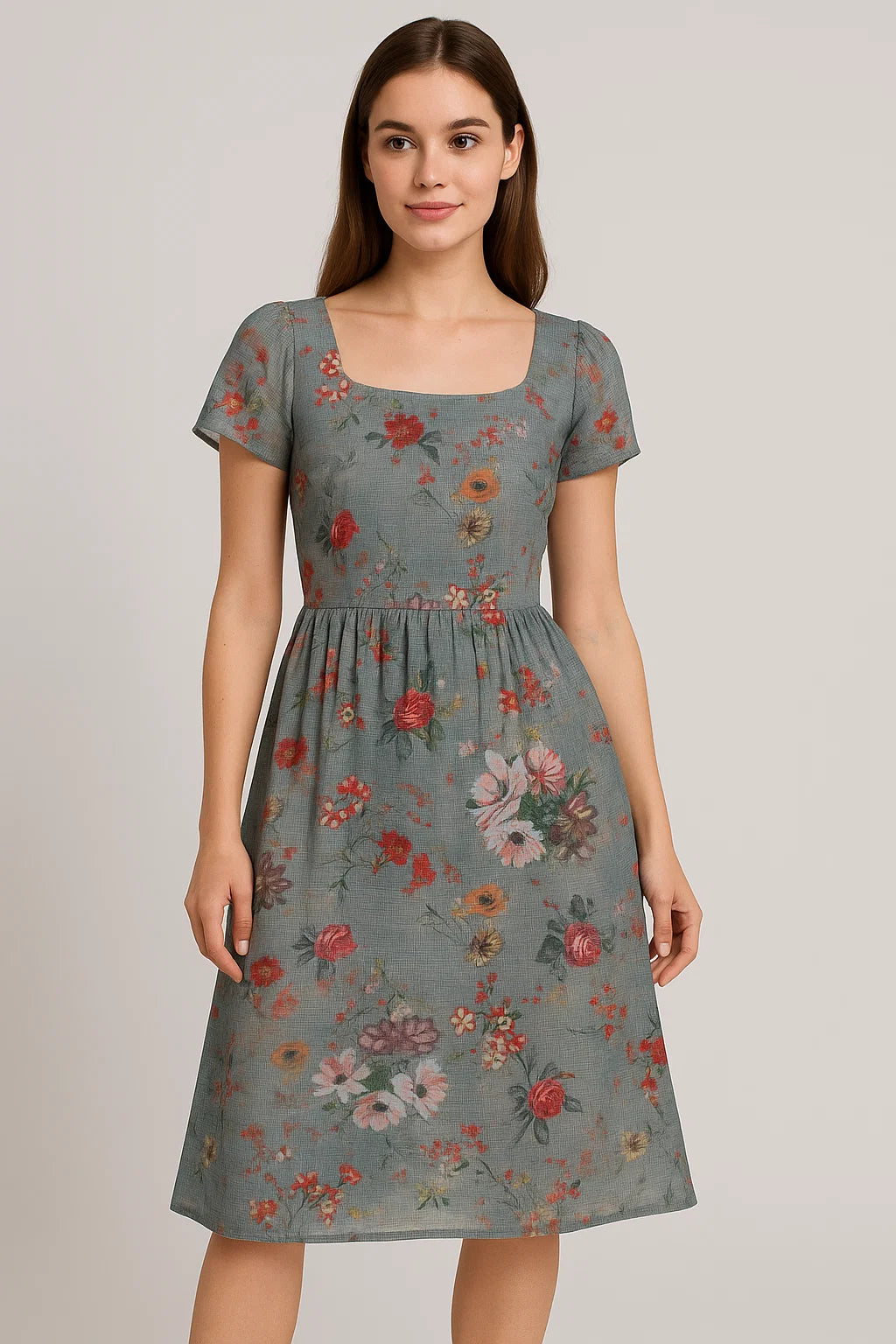 Kota Doria Fabric with Floral Print