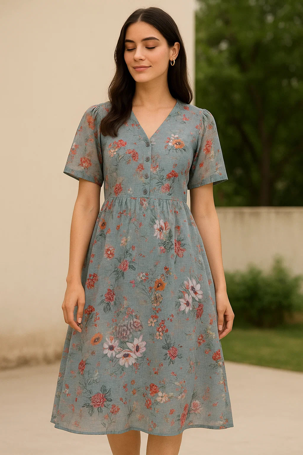 Kota Doria Fabric with Floral Print