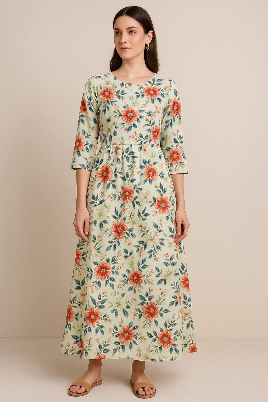 Red Floral Muslin Fabric