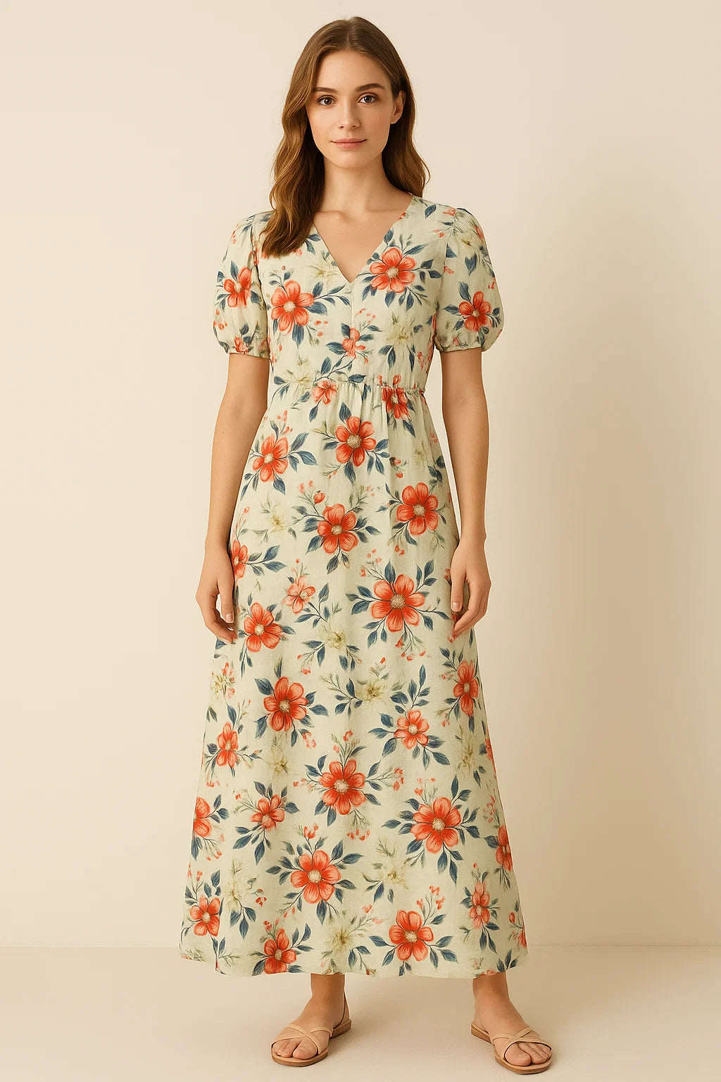 Red Floral Muslin Fabric