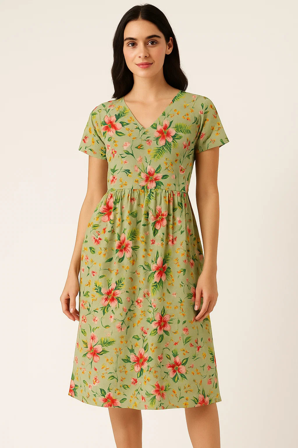 Multicolor Floral Print Muslin Fabric