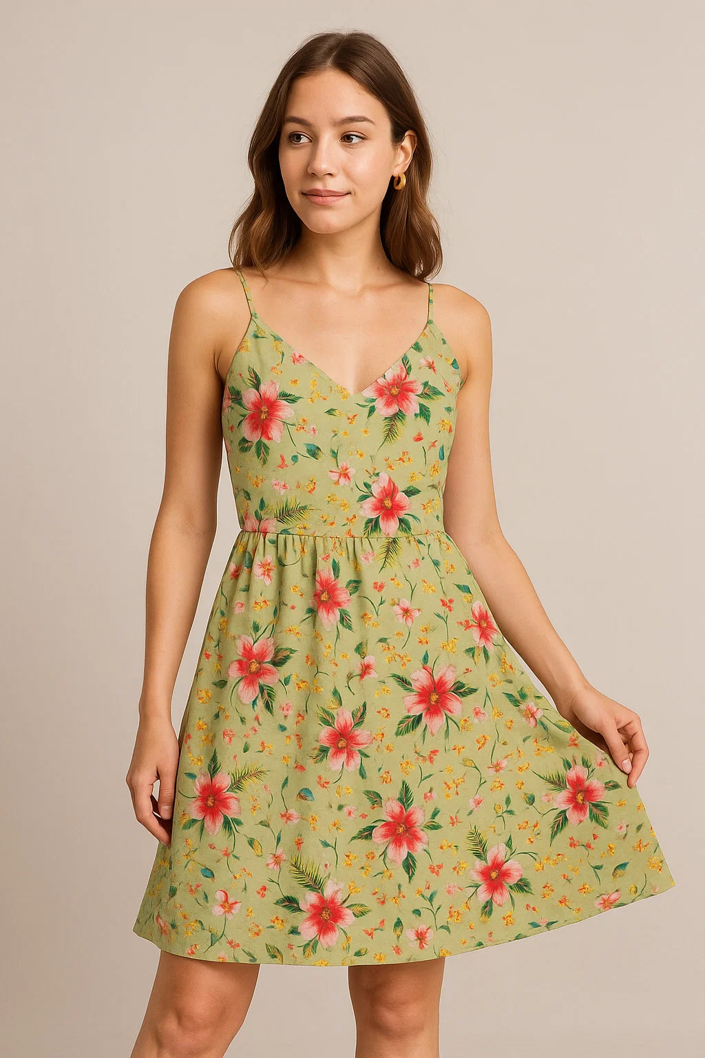 Multicolor Floral Print Muslin Fabric