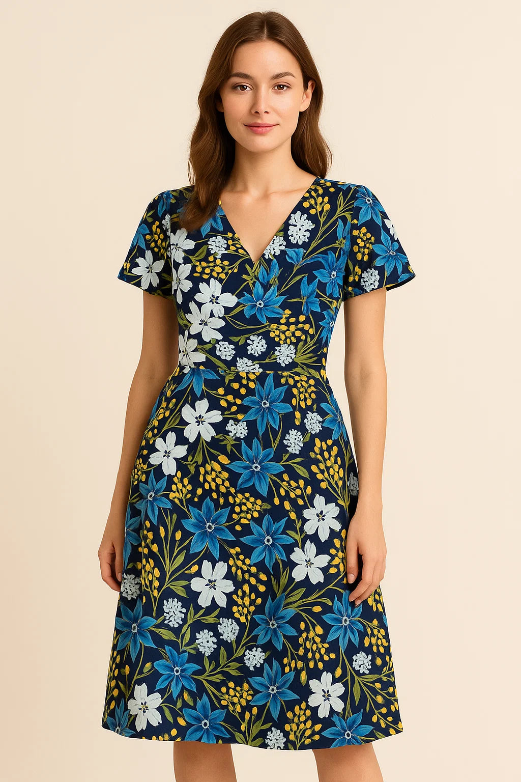 Blue Floral Muslin Fabric