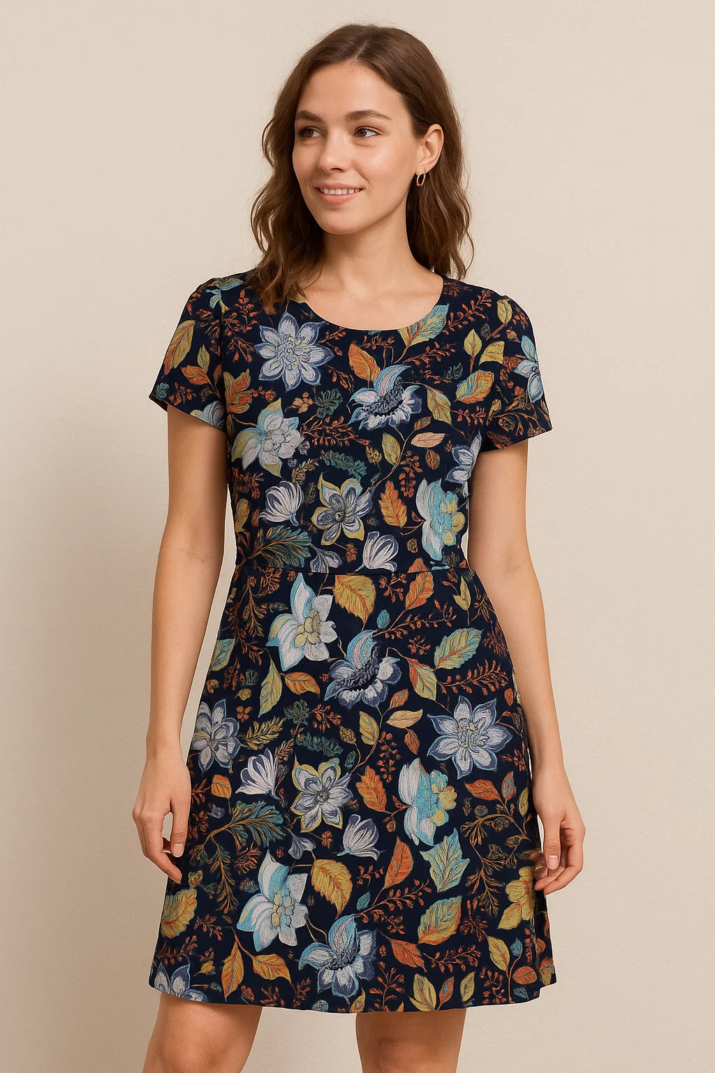 Black Muslin Fabric with Floral Print