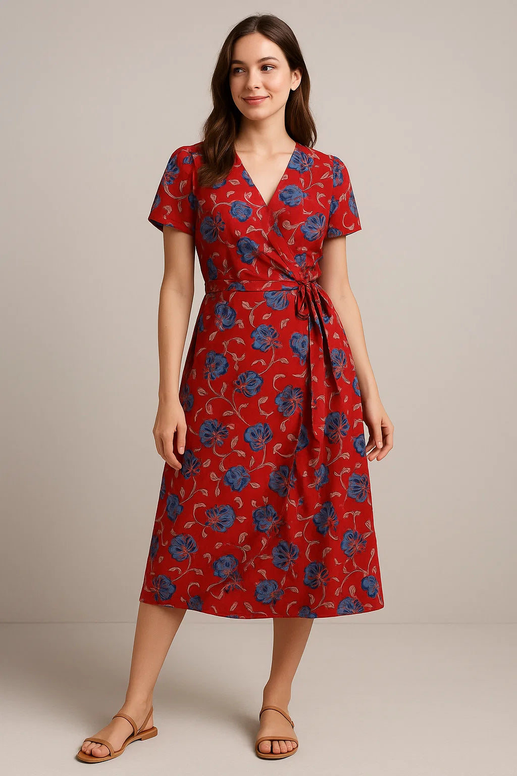 Blue Floral Print Muslin Fabric