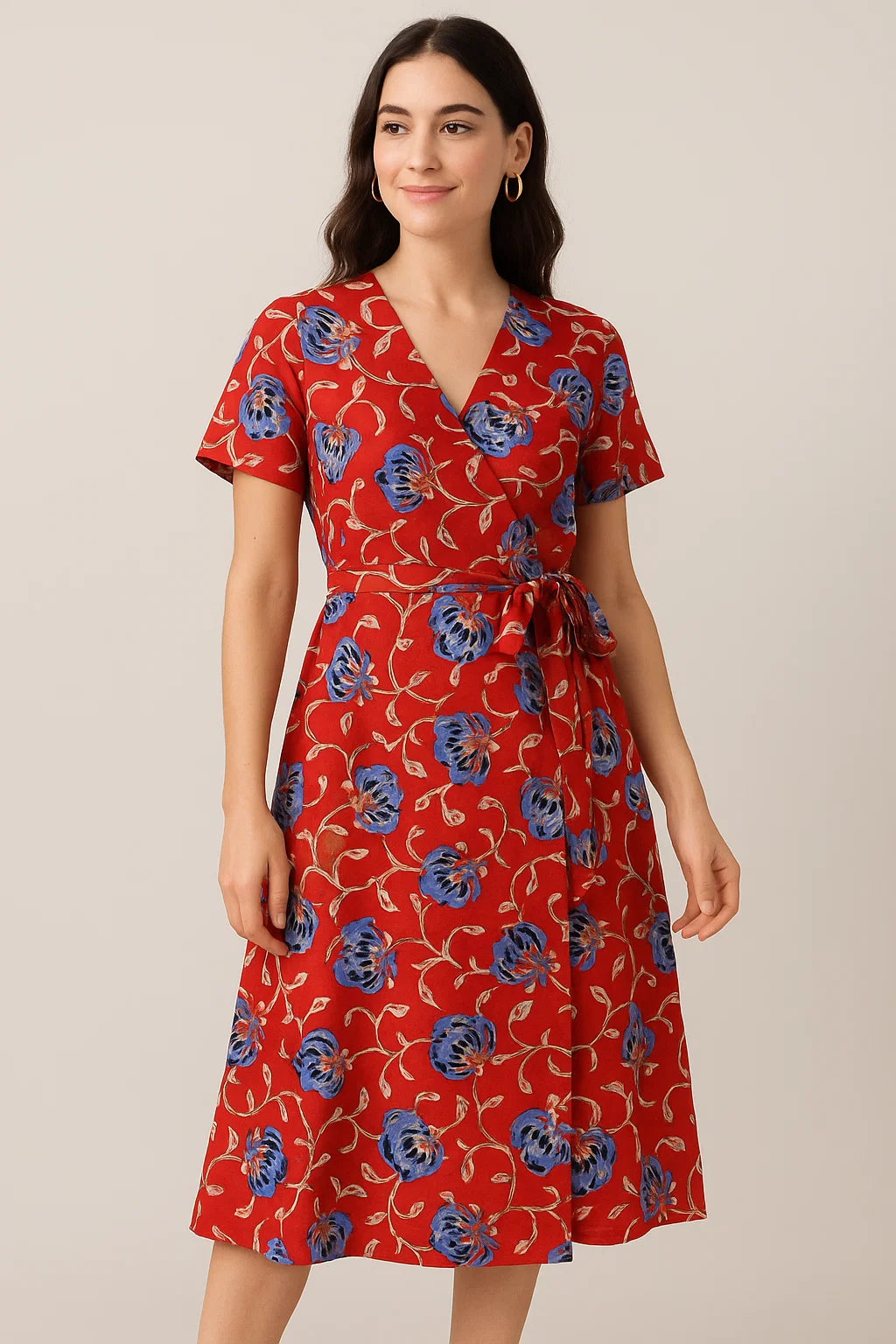 Blue Floral Print Muslin Fabric